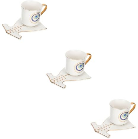 Cabilock 3 Juegos taza de restaurante vasos de te tazas de cafe arabe tazas de capuchino de porcelana tazas de café taza de café taza de agua con asa taza de agua retro cerámica