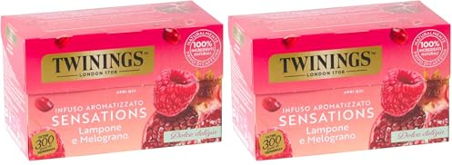 Twinings, Infuso Aromatizzato al Lampone e Melograno, Sapore Dolce e Avvolgente, Senza Caffeina, Infusi e Tisane, Confezione da 40 Filtri