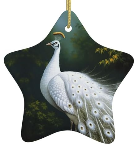 Weihnachtsschmuck Weihnachtsbaumschmuck Stern Keramik Hängende Ornamente Xmas Porzellan Anhänger Weiß Pfau Weihnachtsbaum Dekoration für Hochzeit Urlaub Party