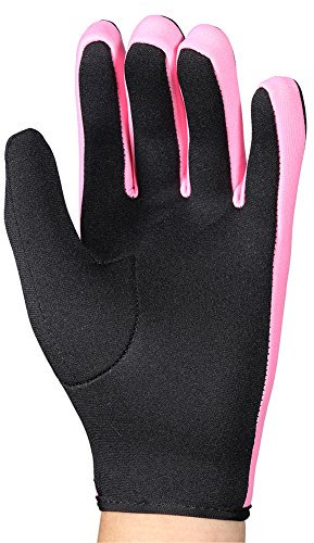 Qukaim Wassersport Handschuhe Wassersport Handschuhe Scuba Diving Neopren Handschuhe Schnorcheln Kajak Kanu Handschuhe Schwarz Rosa Größe S Geeignet für Surfen und Wasseraktivitäten