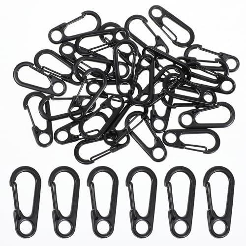 JIYIN 30 Stück Karabinerhaken Klein, Mini Karabinerhaken Metall Karabiner Klein Schwarz Karabiner für Campin Ausflüge Wandern Reisen Innen-Außengebrauch