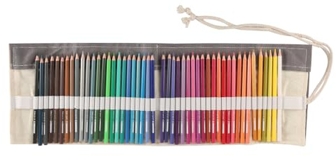 ZONADAH Borsa per Pastelli in Tela, Confezione da 48 Pastelli con 48 Scomparti, Rotoli di Penne Avvolgenti, Organizer per Rotoli di Matite, Matite Colorate, Pastelli per Artisti per Disegnare