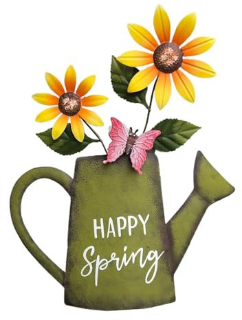 Spina da giardino in metallo, spina da giardino primaverile – Kettle Pot spina da giardino, vaso da fiori, paletti decorativi da giardino, per esterni, elegante e robusto