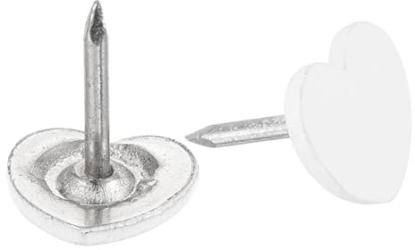 QUARKZMAN 30 Stück Reißnägel Weiß, 11mmx12.5mm Flache Kopf Pinnwandnadeln Dekorative Möbel Nägel Daumennagel Reißzwecken für Ziernägel, Zuhause, Büro, Wandbehäng, Möbel Sofa