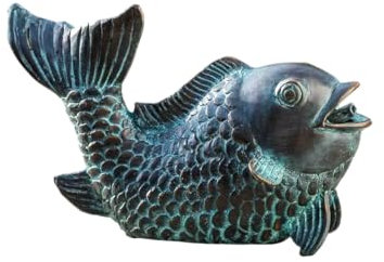 Generisch Bronze-Skulptur Wasserspeier Fisch | klein | Fontaine | 18x6x11cm | Tierfigur aus Bronze handgefertigt