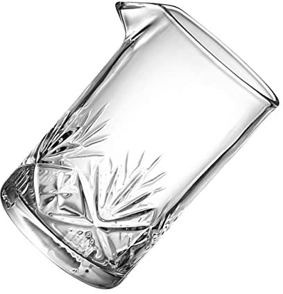 BRIGHTFUFU Crystal Cocktail Mixing Pitcher 700ml Glass Stirring Jug with Spout for Bartenders Home Bar Use Embossed Design