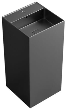 Lavabo de lavabo de pie columna de cerámica cuadrada lavabo pedestal lavabo de baño, lavabo de pie con orificio de desbordamiento y escurridor, grifo/espejo/gabinete, A-One S,A-One Size