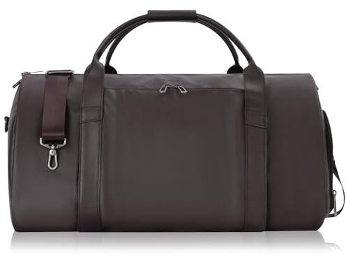 Modoker Kleidersack mit Rollen, Damen-Kleidersack für Reisen, PU-Leder, wandelbarer Kleidersack mit Trolley-Anzug-Gepäcktasche, Braun, 23.6 x 53.1 inches, Umwandelbar