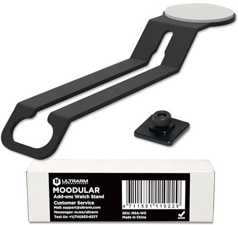 ULTRARM Moodular MSA-WS - Supporto per orologio intelligente (caricatore non incluso) [solo accessorio, richiede supporto per monitor in legno Moodular, guide scorrevoli per l'uso] nero