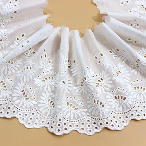 Yulakes 3 Yards Baumwolle Stickerei Spitze spitzenband Vintage Häkelband Spitze Borte Häkelspitze Häkel-Borte Spitzenbordüre Spitzenborte für DIY Kleidung Zubehör Vorhänge Breite 20cm ﻿
