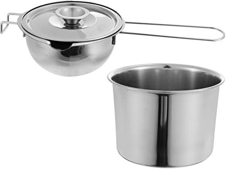 FONDOTIN Chocolate Melting Pot and Butter Melting Pot 16cm Stainless Steel Double Boiler Lid for Baking and Milk Heating Kitchen Utensil