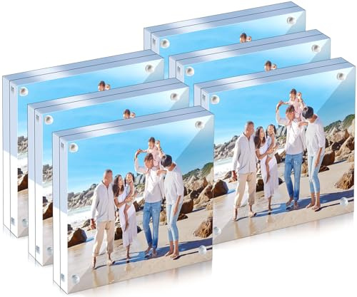 Tczecoo 6 Stück Acryl Bilderrahmen, Magnetischer Bilderrahmen, 10 x 15 Cm | Transparent Rahmenloser Bilderrahmene, Magnetischer Fotorahmen Doppelseitige für Heiraten Home Büro Schreibtisch