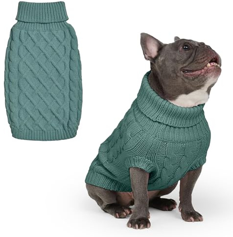 Spark Paws Strickpullover für Hunde – Weicher, Warmer Winterpullover für kleine, mittelgroße und große Hunde – Pullover für Französische Bulldoggen, Pitbulls, Hündinnen und Rüden, (Pine Green,L)