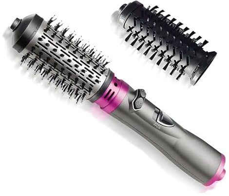 Cepillo Giratorio Secador de Pelo, Cepillo de Aire Caliente Rotatorio con 2 Cepillos Intercambiables, Peine Electrico Secador de Pelo con Iones Negativos, Thermal Brush para Rizado y Cabello Liso
