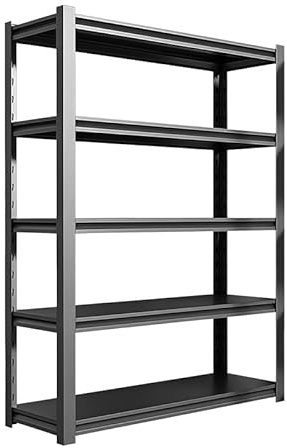 Future Warrior Lagerregal Innenmontiert Schwarz, 900kg Gesamtlast - 80x35x180cm, 5 Böden (180kg/Boden) - Metallregal