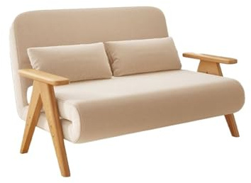 Modern Hopfällbar bäddsoffa, multifunktionell enkel, massivt trä Sovfåtölj(XL)