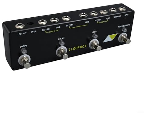 DAZZLEEX 3 Loop Box Gitarren Effektpedal mit True Bypass und Tuner Mute, Metal Shell Looper für MOSKYaudio, Unterstützt Multiple Loop Recording für Custom Pedal Board Layo