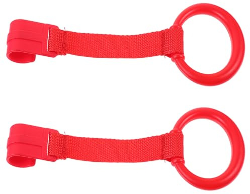 Anillos de Tirón Manual para Cuna 2 Piezas Rojo Plástico | Correas de Cincha, Diseño Ligero y Resistente, Formato Multifunción Fácil de Transportar