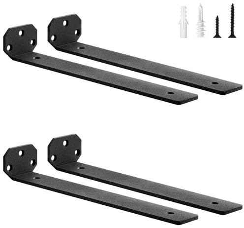 scicent 4 stück Regalhalterung Unsichtbar, Regalwinkel Schwerlast, Regalhalter Metall, Schwerlastwinkel, Wandhalterung Winkel Regal, Regalträger, Tragkraft 50 KG (Schwarz 30 cm)