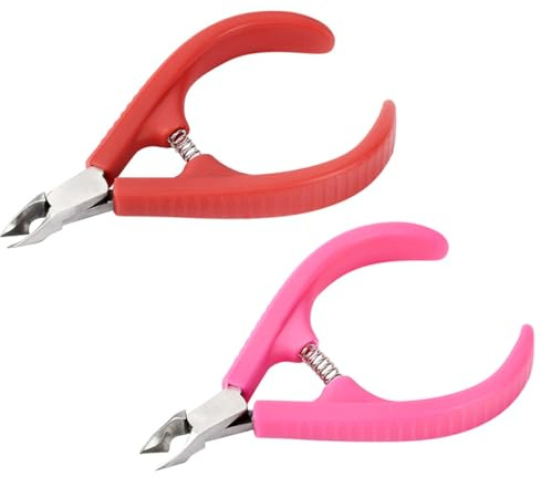 CALLARON Alicates 2 Piezas para Piel Muerta Portátiles de Acero Inoxidable y Plástico Rosa para Manicura en Salones y Uso en Casa
