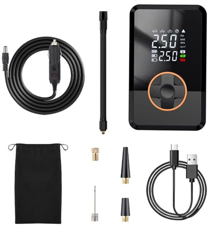 Pompa ad Aria Portatile - Manometro Digitale con Luce a LED - Pompa per Pneumatici con Manometro - per Principianti, Donne, Professionisti, Biciclette, Palloni da Pallacanestro, SUV, Berline e Camion