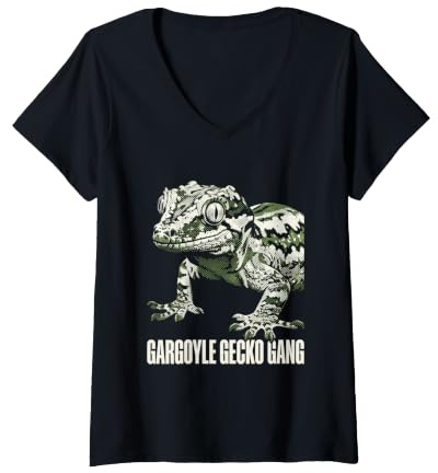 Women's Gargoyle Gecko Gang Reptile Keeper Lizard Lover V-Neck T-Shirt