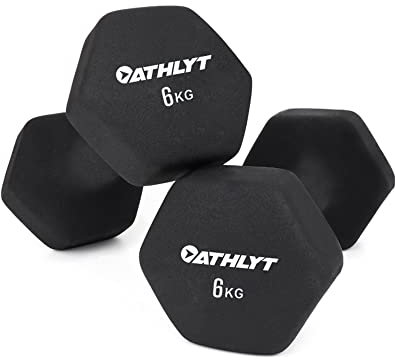 Athlyt Unisex's Neoprene Dip Dumbbell, Black, 2 x 6 kg | Dumbell set