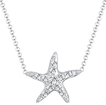 Elli Halskette Damen Seestern Maritim Meer mit Kristalle in 925 Sterling Silber