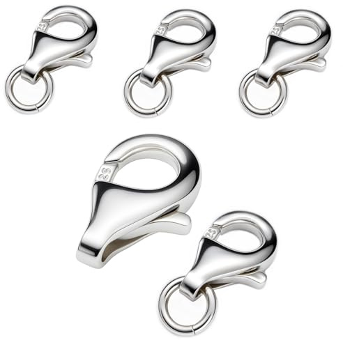 My-Bead Karabinerverschlüsse 925 Sterling Silber 9mm (11mm) Kettenverschlüsse für Ketten Armbänder Colliers Ersatz & Reparatur Karabinerhaken DIY Schmuckzubehör (10 Stück)