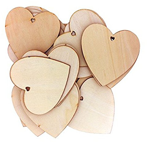 100 Stück Holz Herzen Unbehandelt, Holzherz Deko für Hochzeit, Herz Holz Scheiben, Holzherzen für Tischdeko, 60cm, für Tischdeko Bilderrahmen Deko DIY Handwerk Verzierungen (Original Holzfarbe)
