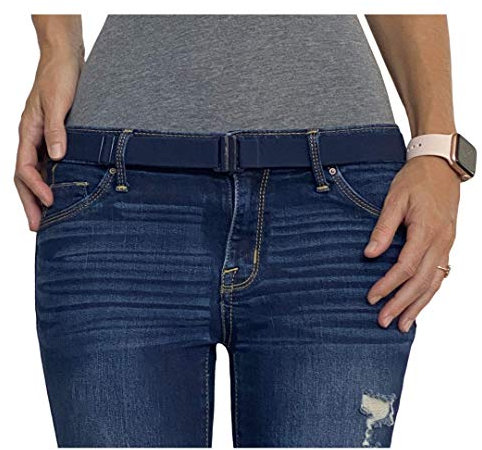 Tights Up - Verstellbarer elastischer Gürtel für Damen und Herren | Unsichtbarer Stretchgürtel mit flacher Schnalle und rutschfester Gel-Rückseite - Navy blau