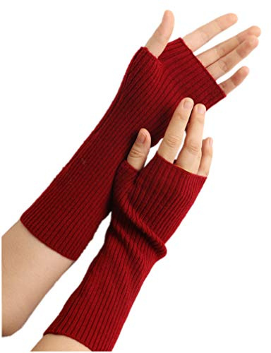Prettystern Damen mid-lange Kaschmir Pulswärmer Arm-Stulpen fingerlose Ripp-Strick Handschuhe