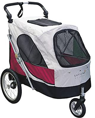 HUNTEA Pettio Aventura-XL Kinderwagen, für Hunde unter 45 kg, Grau-Rot