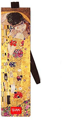 Legami - Lesezeichen mit Gummizug, auch nützlich, um das Buch geschlossen zu halten, aus beschichtetem Papier, 4,7 x 17,5 cm, Thema Gustav Klimt