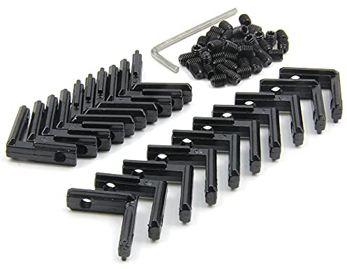 Befenybay 20PCS Schwarzer T-Schlitz L-Form 90 Grad Innen-Innen-Eckverbinder-Verbindungshalterung mit Schrauben für 6-mm-T-Schlitz-Aluminium-Strangpressprofil-Schlitz der Serie 2020
