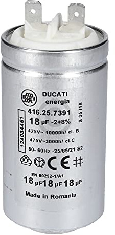 eVendix Condensador 18µF AEG 124034461/2 para secadora lavadora