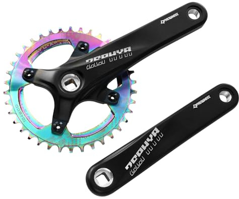 splumzer 170mm Vierkantkurbel für Mountainbike mit 104 Lochkreis 32/34/36/38T Kettenblatt, Wide Narrow Aluminium Alloy MTB Kurbel