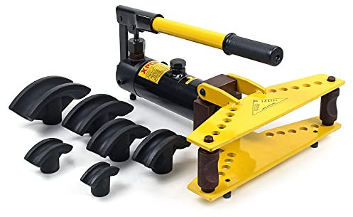 WilTec 6 Ton Hydraulic Pipe Bender up to 90° with 6 Dies for Metal Tubes with 6.35–25.4mm Diameter