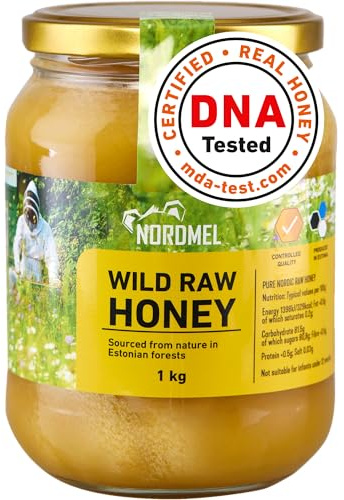 Pure Natural Wild Raw Honey 1KG - Unpasteurised, Unfiltered, Crystallized, Natural Estonian Honey - Harvested Sustainably Using 100% Green Energy by Nordmel