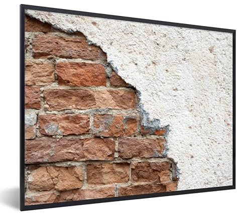 MuchoWow Poster Bilder Wanddeko Deko Wohnzimmer 80x60 cm Ziegel - Gips - Wand