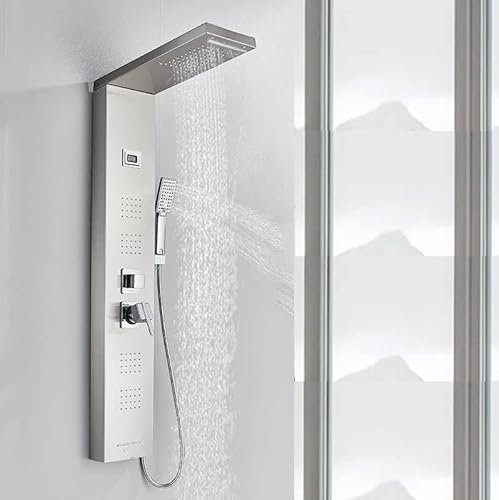 Duschpaneel aus rostfreiem Edelstahl mit Temperaturanzeige und multi Massagefunktion Farbe: Nickel