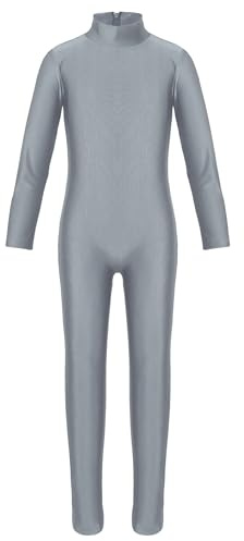 Yhong Girls Kids One Piece Long Sleeve Full Body Gymnastic Leotard Unitard Jumpsuit Catsuit Costumes Dark Gray 15-16 Years