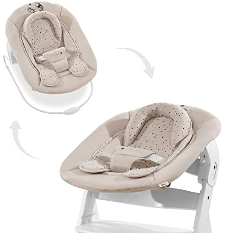 hauck Alpha Transat 2 en 1, Disney Winnie l'ourson Beige – Siège bébé pour chaise haute Alpha+ en bois avec cadre rebondissant, harnais de hanche à 3 points et réducteur de siège, de la naissance