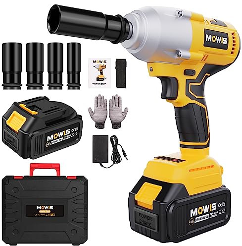 Mowis Professional Akku Schlagschrauber 700N.m Hohes Drehmoment, 4800 U/min Bürstenloser Motor, 21V 4,0 Ah Akku, für Reifenwechsel, 4 Stecknüsse