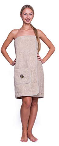 Ger3as Kilt da sauna da donna, 40% lino e 60% cotone, con elastico e chiusura