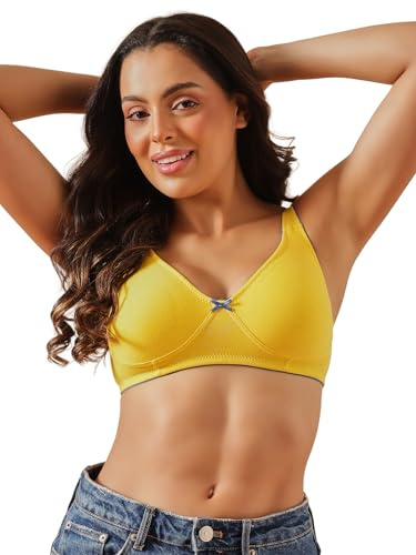 Clovia Reggiseno T-shirt senza ferretto con coppe a strati, Giallo, 3D