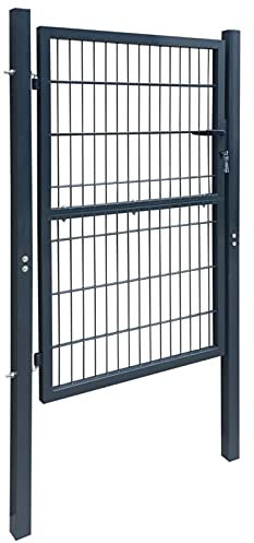 Homgoday Porte de clôture - Porte de jardin - Porte de clôture - Porte de clôture - Portail de jardin - Portail d'entrée - Clôture de jardin - Avec 2 clés assorties - Acier - 106 x 248 cm - Anthracite