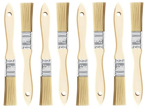 TubeRoo Malerpinsel Set 8X 20 mm Kleiner Flachpinsel für Lacke Lasuren Öle Wand-Farben Acryl, Lackierpinsel, Lasurpinsel, Farbpinsel am Holz Metall