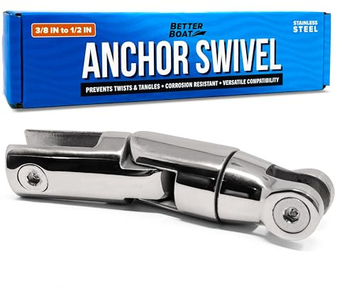 Better Boat Anchor Swivel, Stainless Steel Shackle Chain Swivel, Fits 3/8 to 1/2 Chains