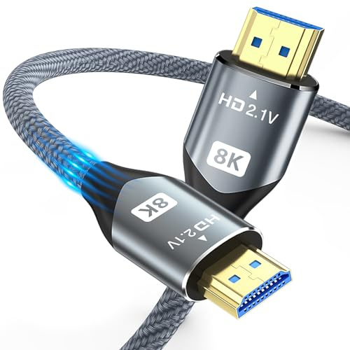 AXFEE Câble HDMI 2.1 8K 4K, 1m HDMI Câble Tressé Ultra Haute Vitesse 48Gbps, 8K 60Hz 7680x4320, 4K 120Hz, Supporte Dynamic HDR, eARC, Dolby Vision, Compatible avec HDTV, PS5, PS4, Xbox, RTX 3080 3090